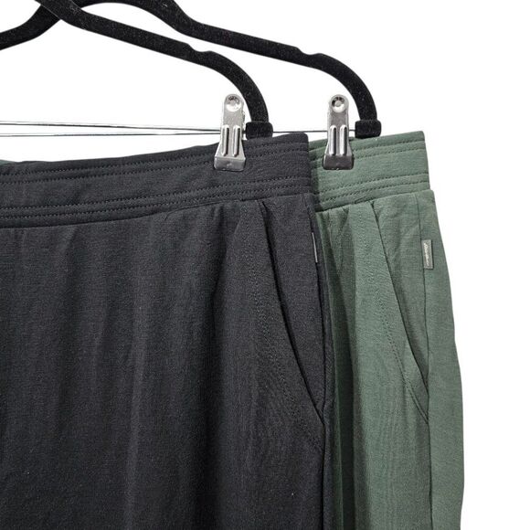 Eddie Bauer New Fleece Lounge High Waist Black Green Pocket Joggers Ladies 2 Pk - Picture 4 of 10